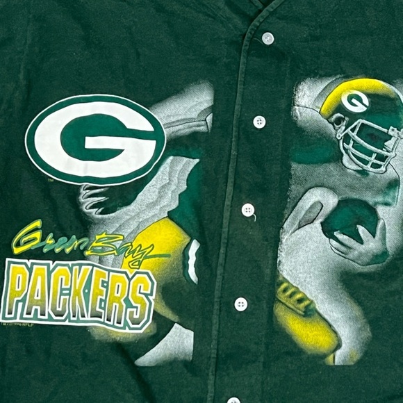 Vintage 90s Green Bay Packers NFL Football Baseball Style Jersey Cotton Shirt - Picture 3 of 4